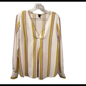Ann Taylor V Neck Long Sleeve Blouse